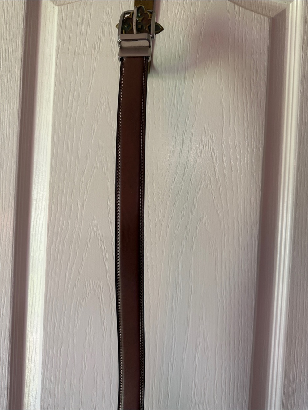 Brown Men's Dress Belt with Silver Buckle